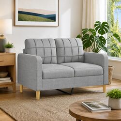 Comfortable and Affordable Light Grey 2-Seater Sofa