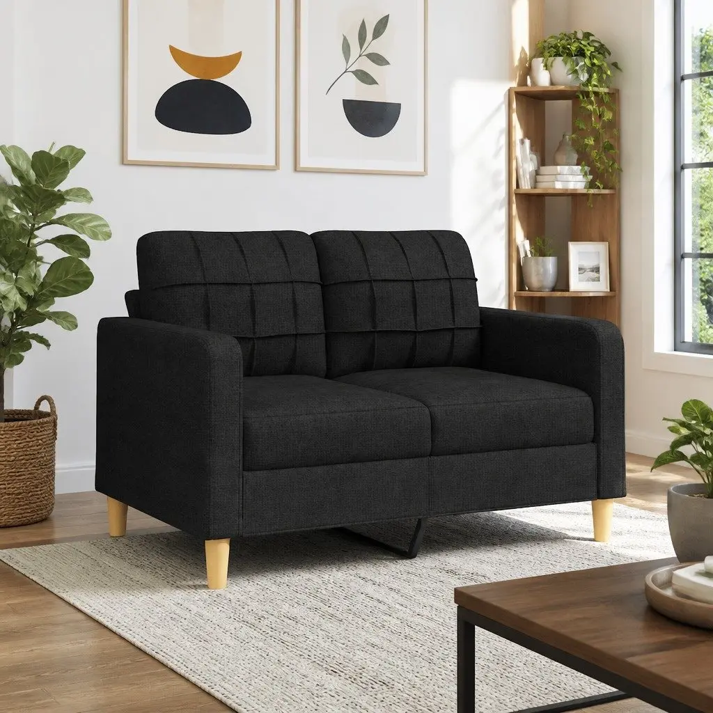 2-Seater Sofa in Black Fabric
