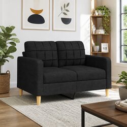 Reliable 2-Seater Sofa in Black Fabric