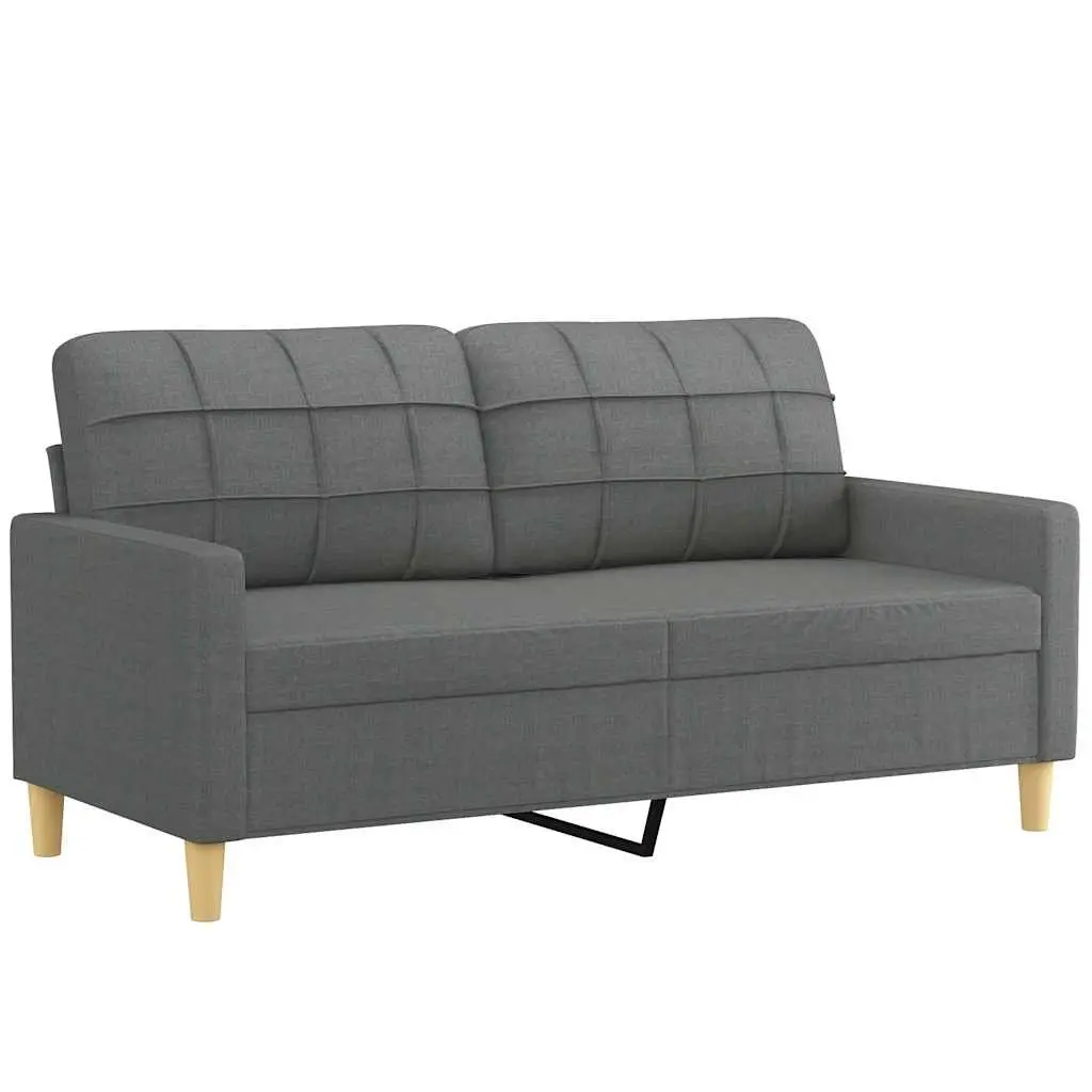 2-Seater Sofa Grey Fabric Lounge Couch Living Room Furniture 140cm Wide