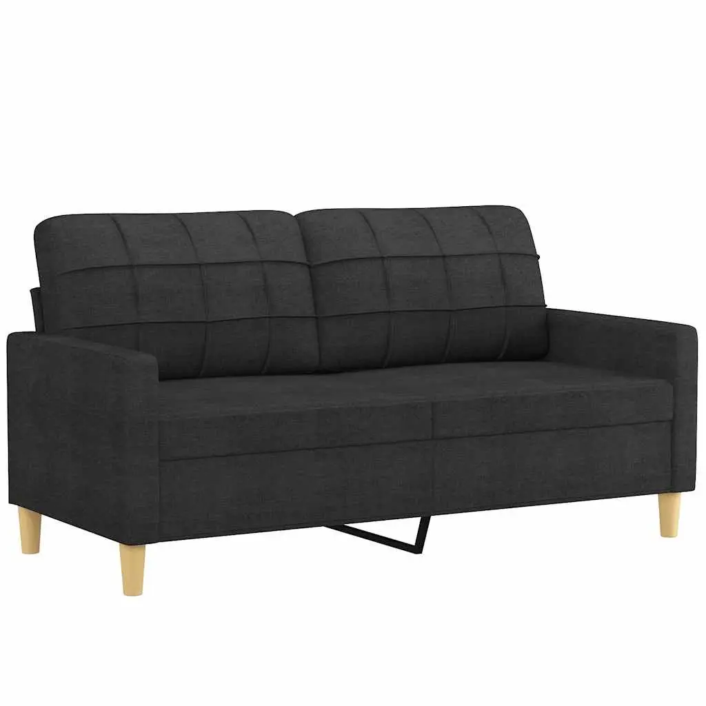 2-Seater Sofa Black 140cm Lounge Couch Fabric