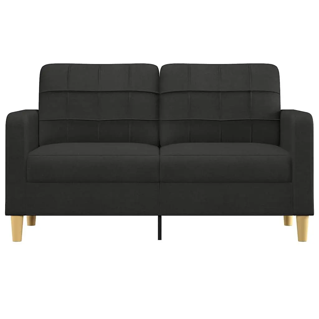 2-Seater Sofa Black 140cm Lounge Couch Fabric