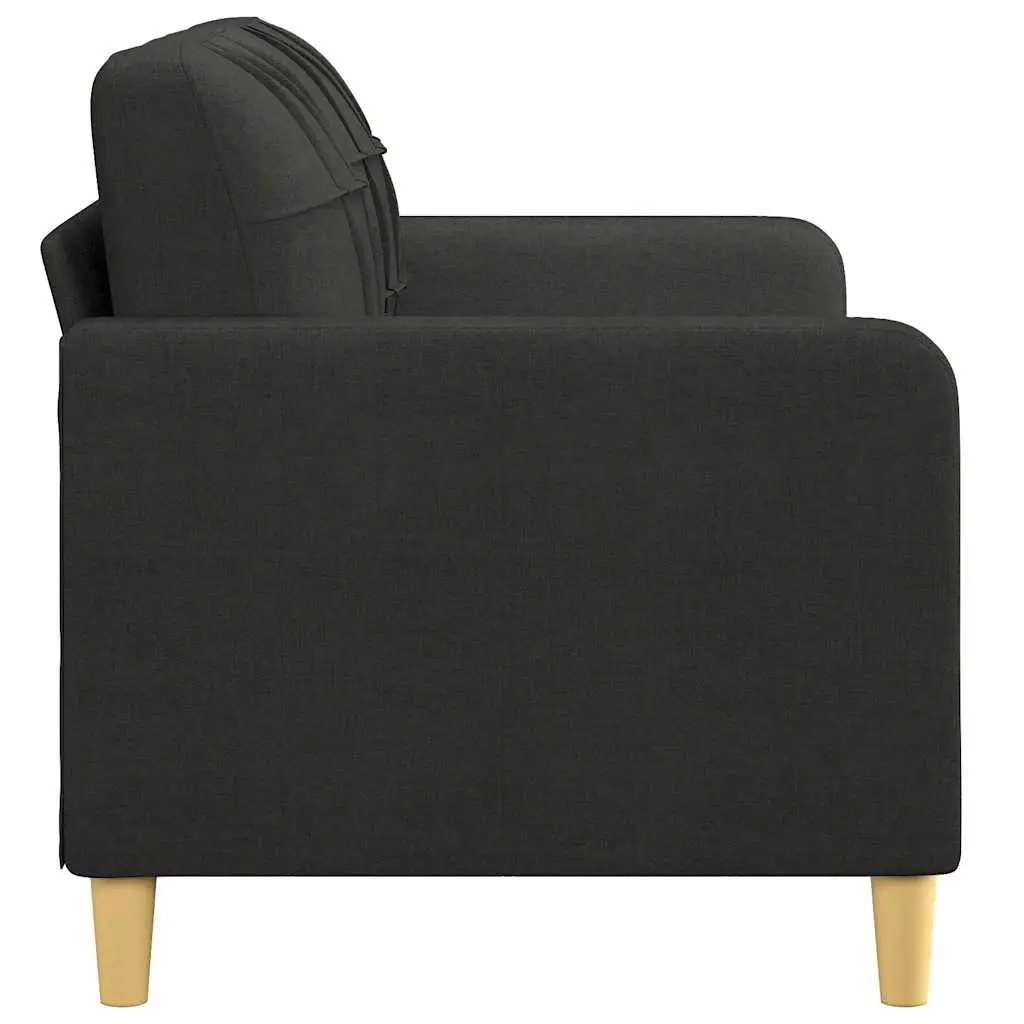 2-Seater Sofa Black 140cm Lounge Couch Fabric