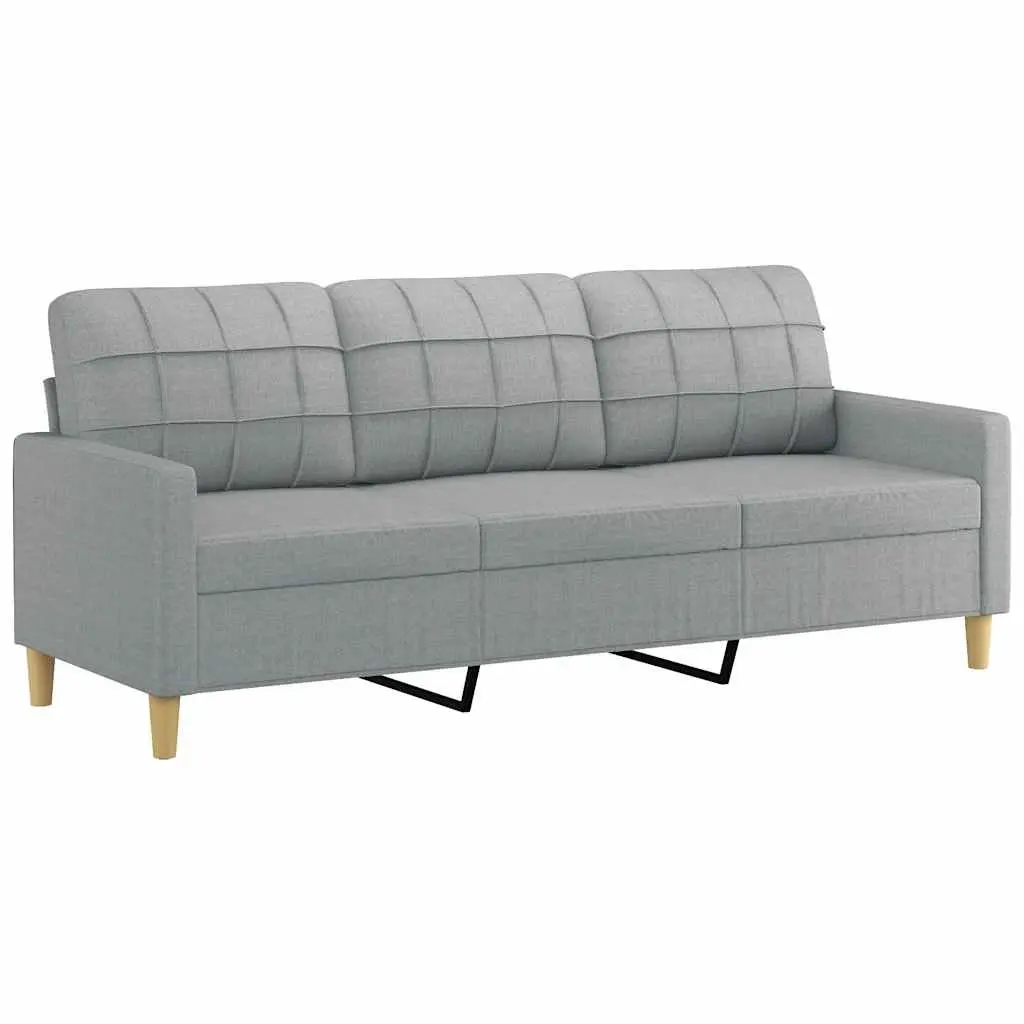 3-Seater Sofa Grey 180cm Fabric Lounge Couch Living Room Settee Padded Armrests