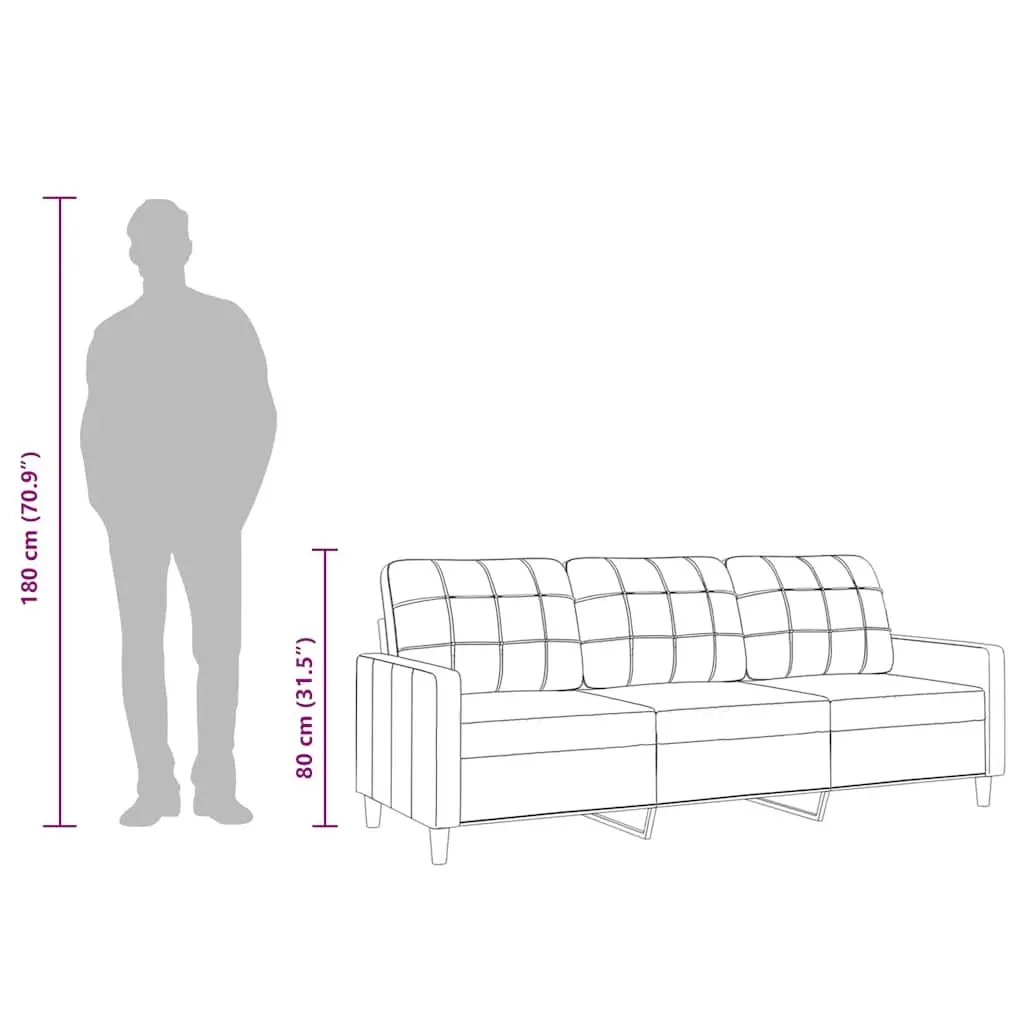 3-Seater Sofa Grey 180cm Fabric Lounge Couch Living Room Settee Padded Armrests
