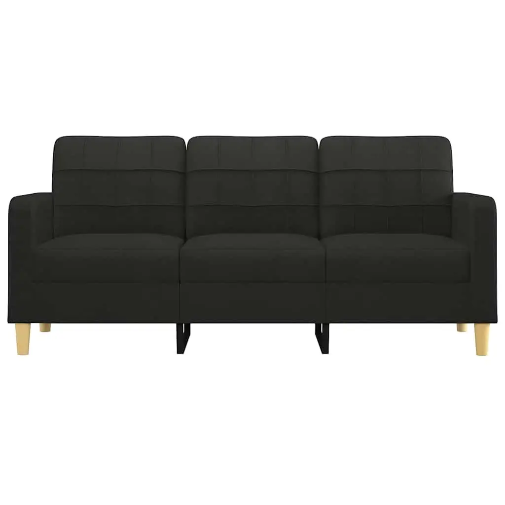 3-Seater Sofa Black 180cm Modern Living Room Couch Fabric