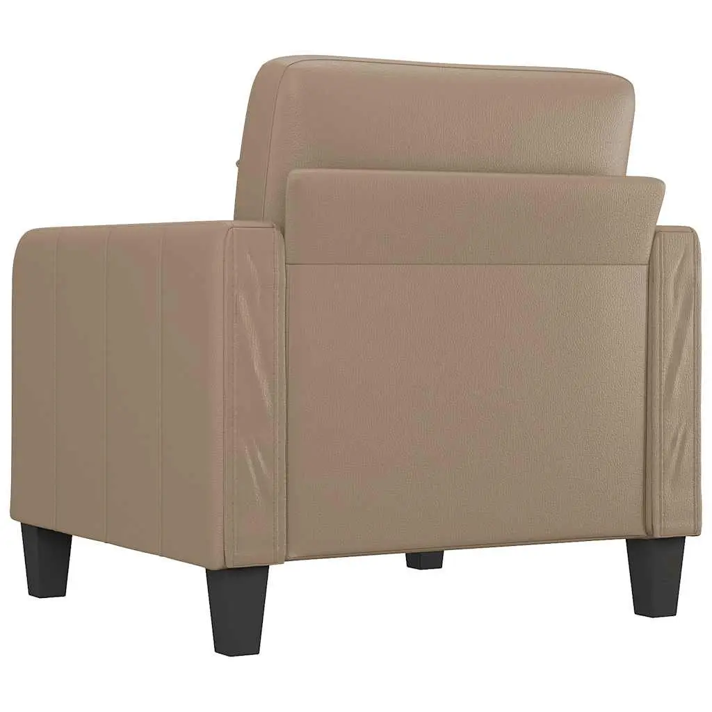 Sofa Chair Brown Faux Leather Armchair Modern Lounge Seating Furniture