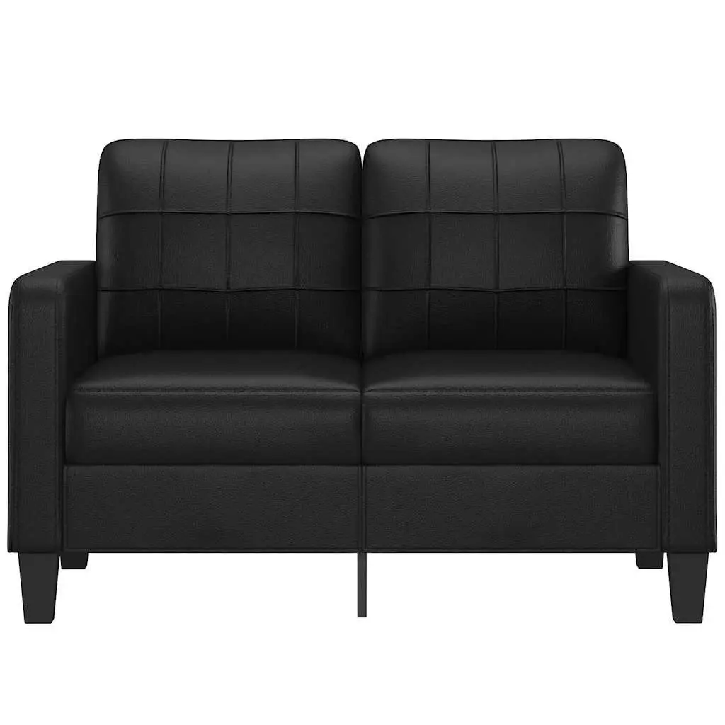 2-Seater Sofa Black Faux Leather 120cm Lounge Couch Modern Living Room Furniture