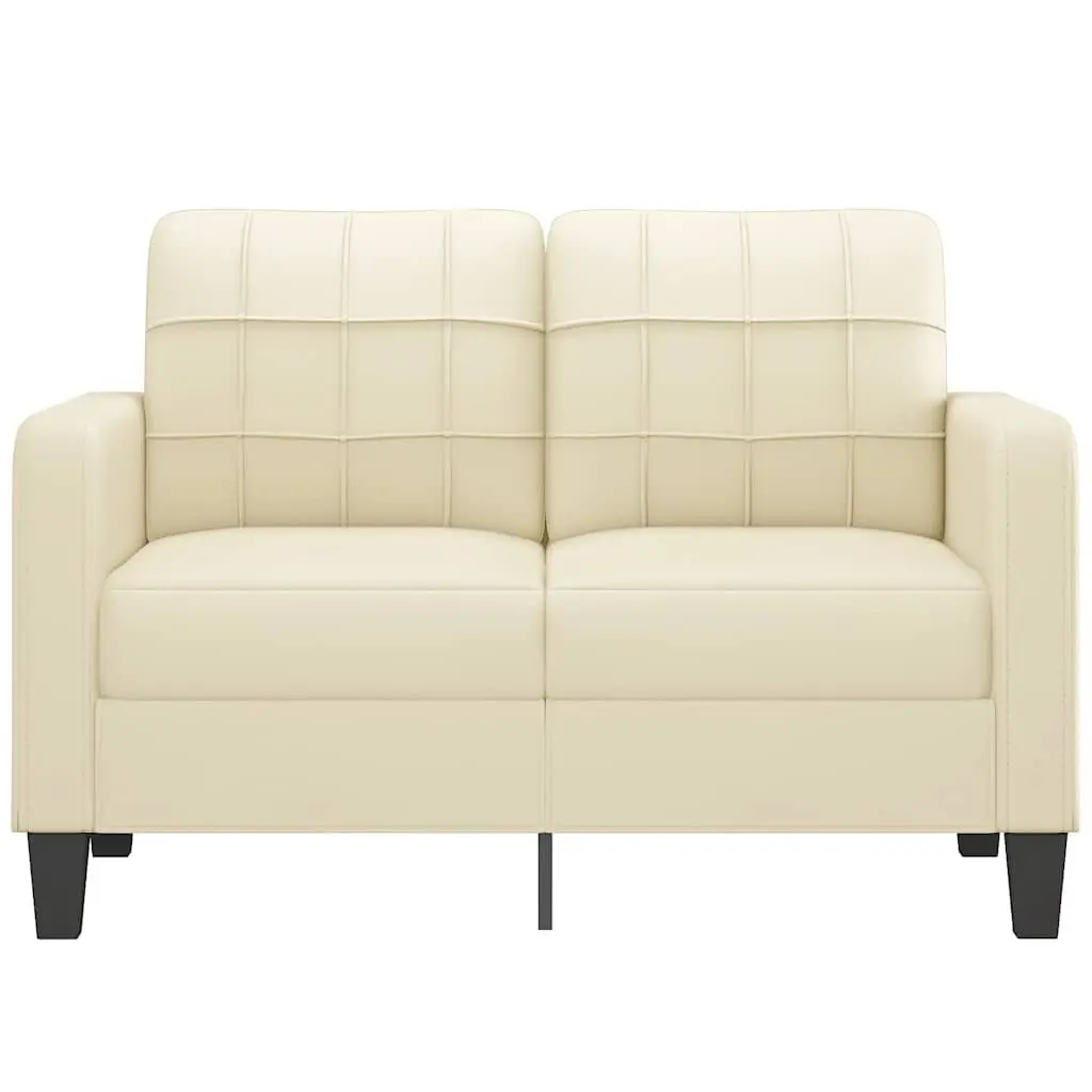 Cream Faux Leather 2-Seater Sofa Modern Lounge Couch 120cm Living Room Furniture