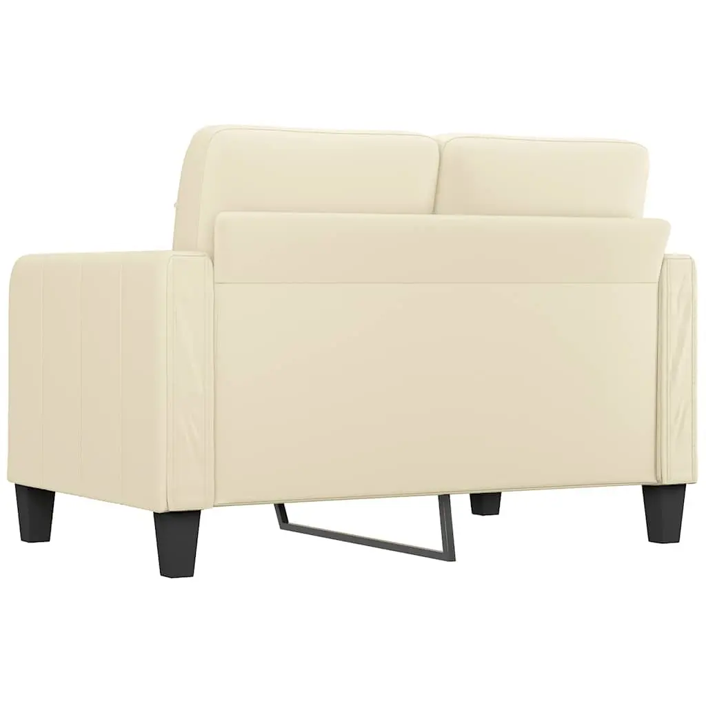 Cream Faux Leather 2-Seater Sofa Modern Lounge Couch 120cm Living Room Furniture