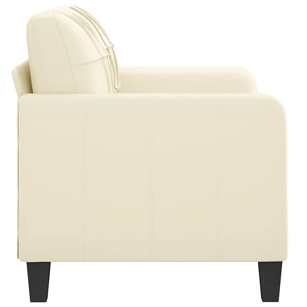 Cream Faux Leather 2-Seater Sofa Modern Lounge Couch 120cm Living Room Furniture