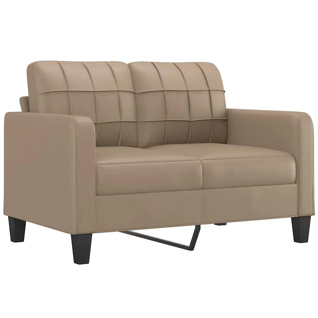2-Seater Sofa Brown Faux Leather Lounge Couch Modern Living Room Furniture 120cm