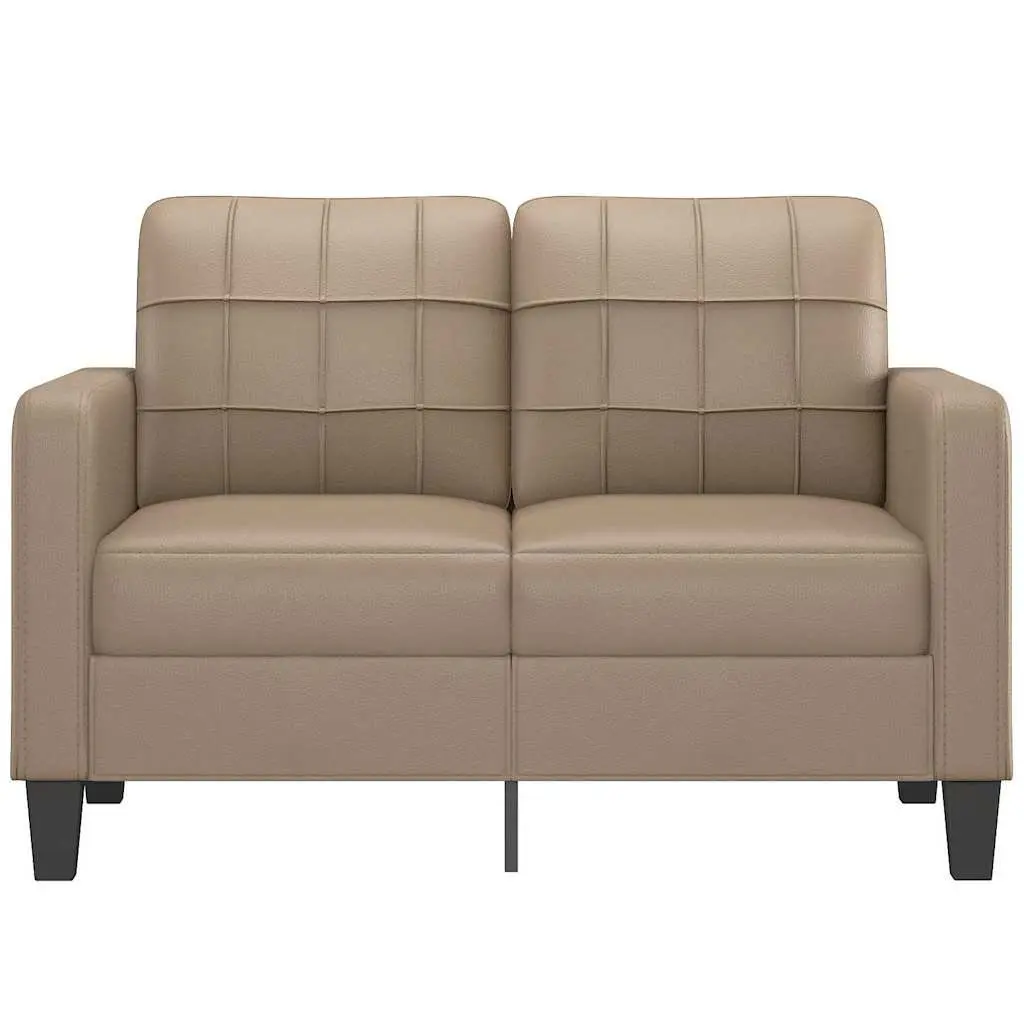 2-Seater Sofa Brown Faux Leather Lounge Couch Modern Living Room Furniture 120cm