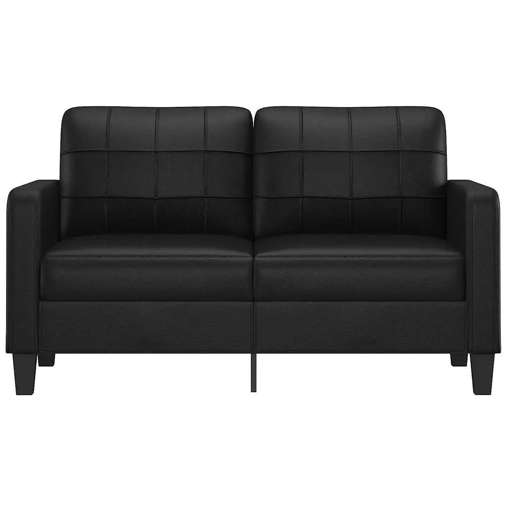 2-Seater Sofa Black 140cm Modern Lounge Couch Faux Leather