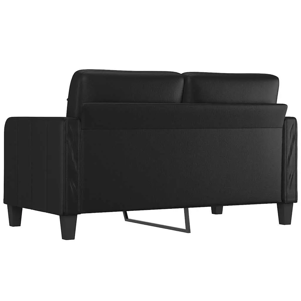 2-Seater Sofa Black 140cm Modern Lounge Couch Faux Leather