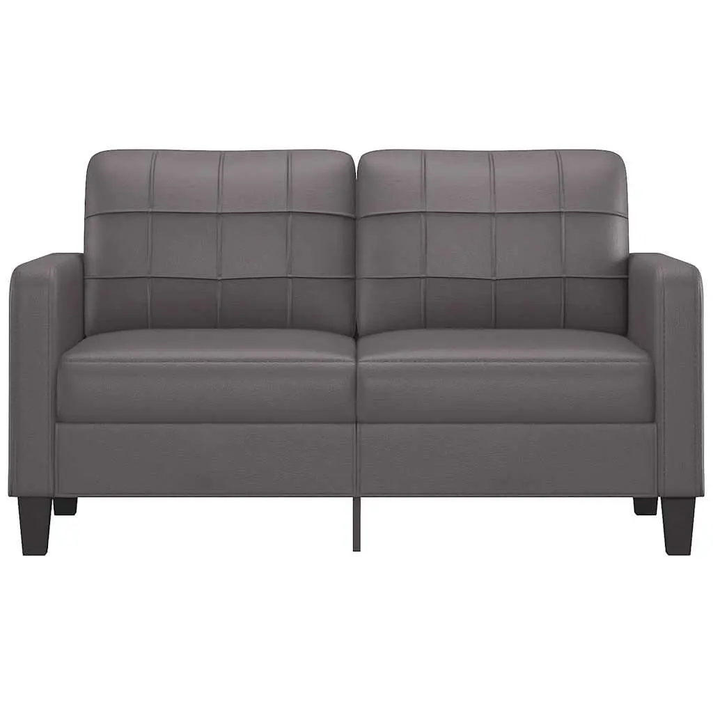 2-Seater Sofa Grey 140cm Lounge Couch Modern Faux Leather Furniture