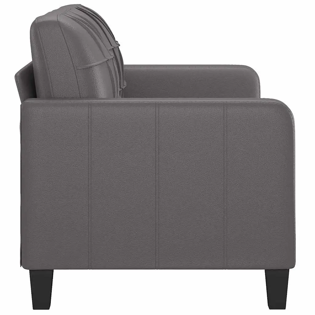 2-Seater Sofa Grey 140cm Lounge Couch Modern Faux Leather Furniture