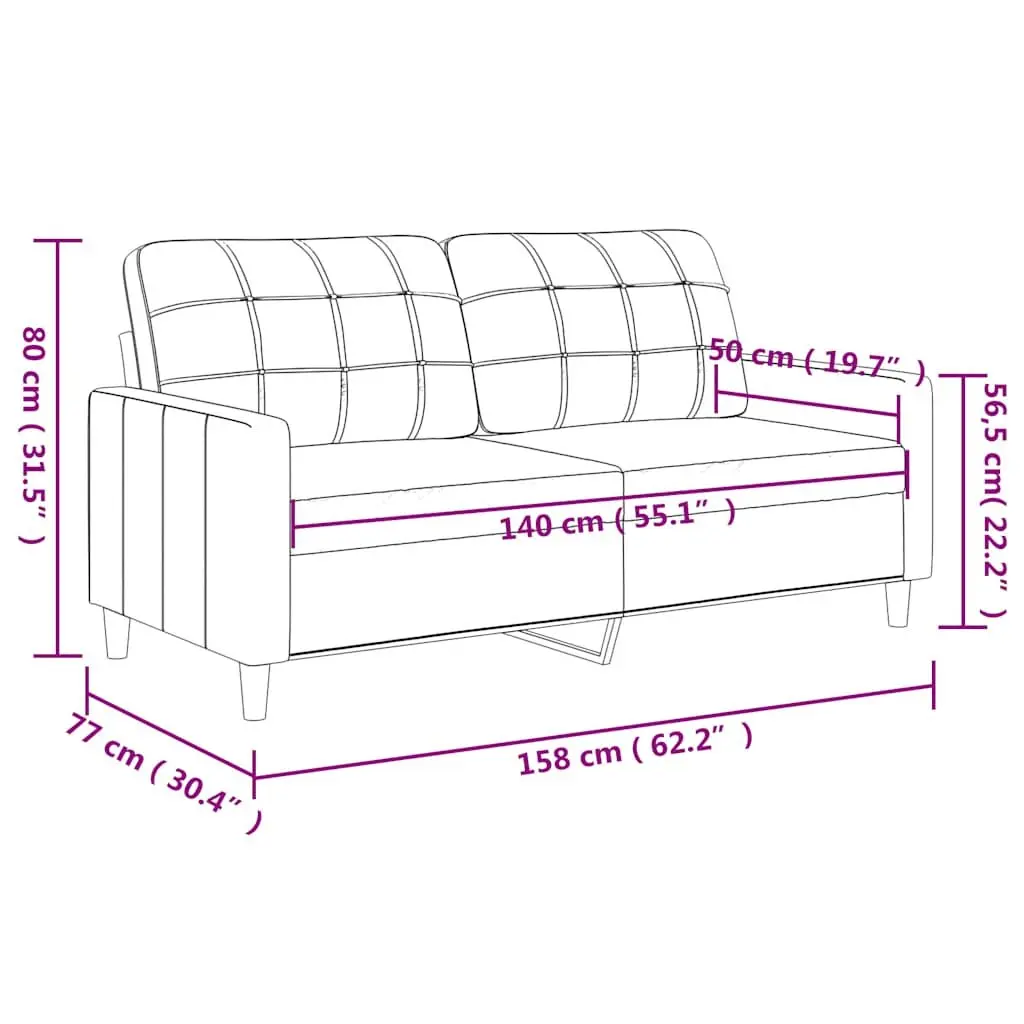 Brown Faux Leather 2-Seater Sofa