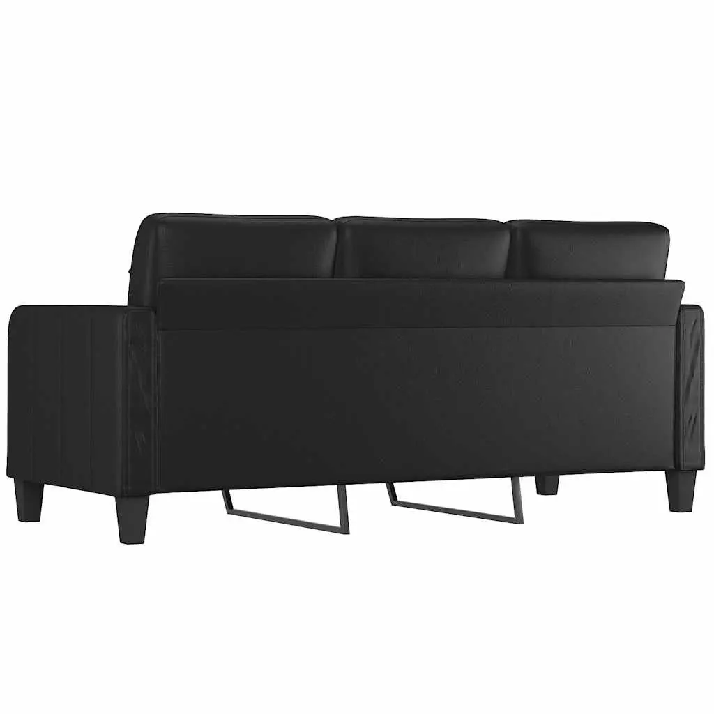 3-Seater Sofa Modern Living Room Furniture 180cm Black Faux Leather