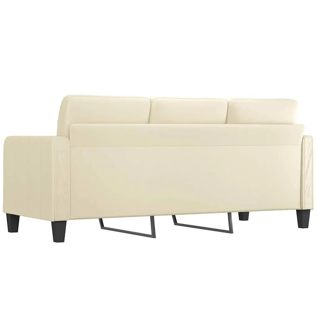 3-Seater Sofa Lounge Couch Cream Faux Leather Modern Living Room Furniture
