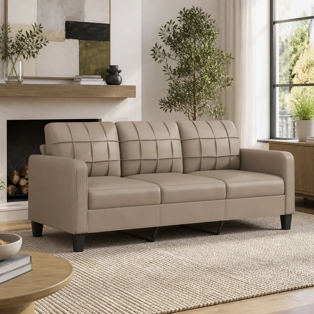 3-Seater Sofa Lounge Couch 180cm Brown Faux Leather