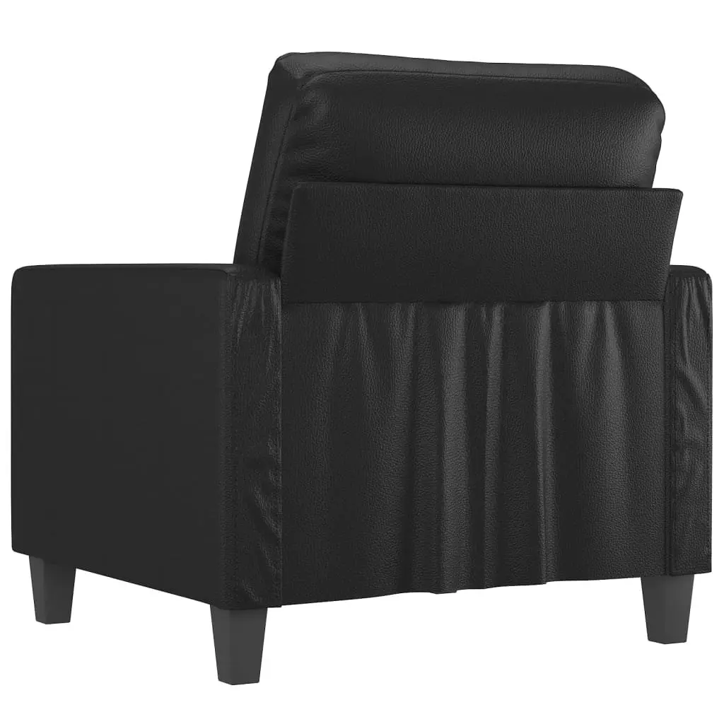 Black Sofa Chair 60cm Faux Leather Armchair Lounge Seat Modern Design