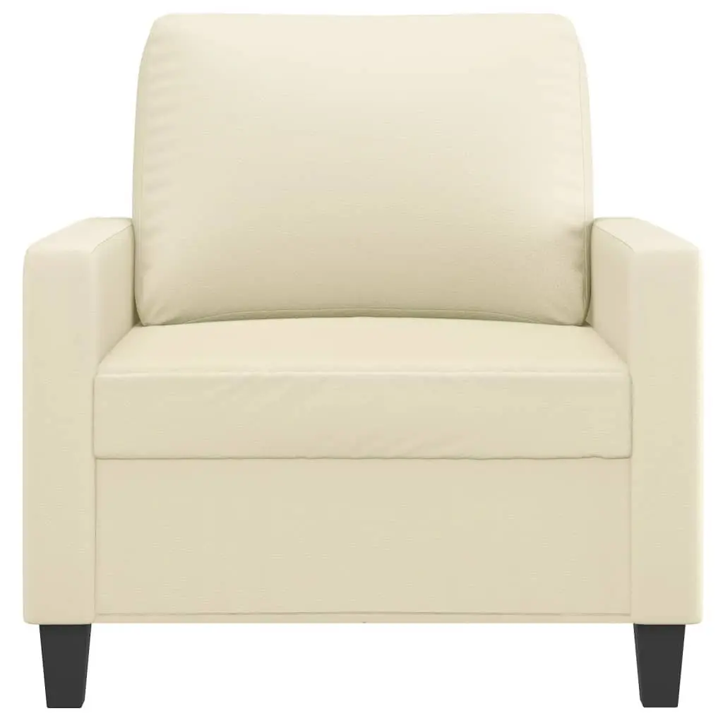 Sofa Chair Cream Faux Leather Modern Living Room Seating 60cm