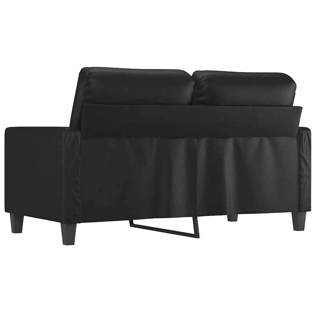 2-Seater Sofa Black 120cm Modern Couch Lounge Seat Faux Leather
