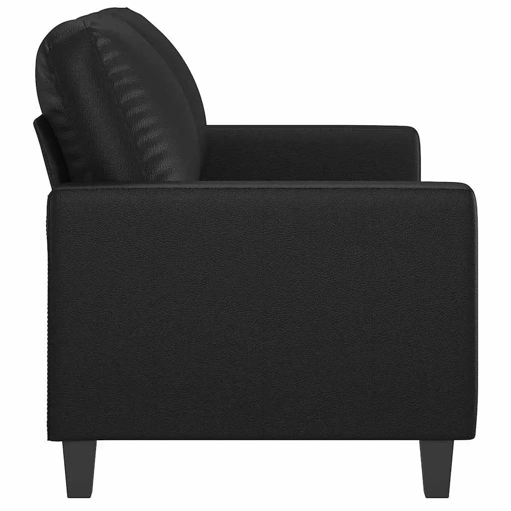 2-Seater Sofa Black 120cm Modern Couch Lounge Seat Faux Leather