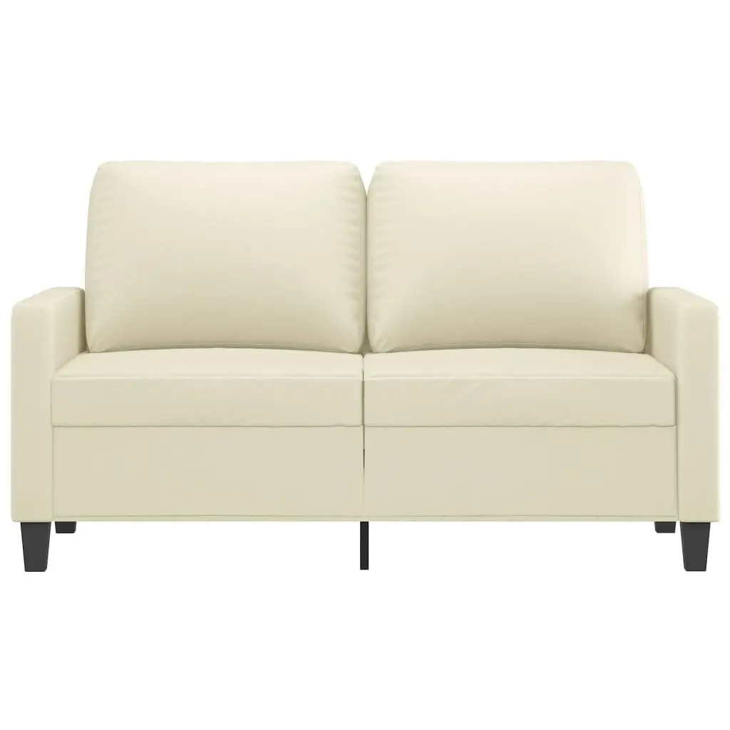 2-Seater Sofa Cream Modern Living Room Couch Faux Leather