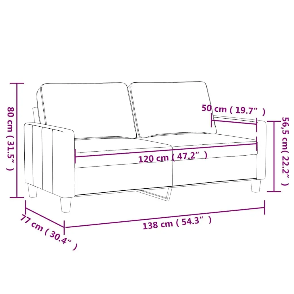 2-Seater Sofa Cream Modern Living Room Couch Faux Leather