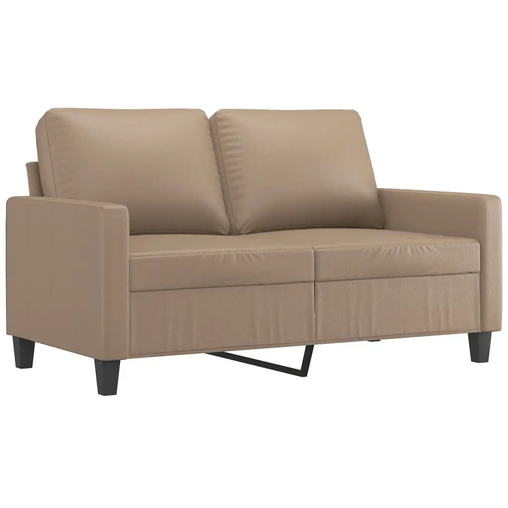 2-Seater Sofa Brown Faux Leather Modern Living Room Couch 120cm Compact Settee