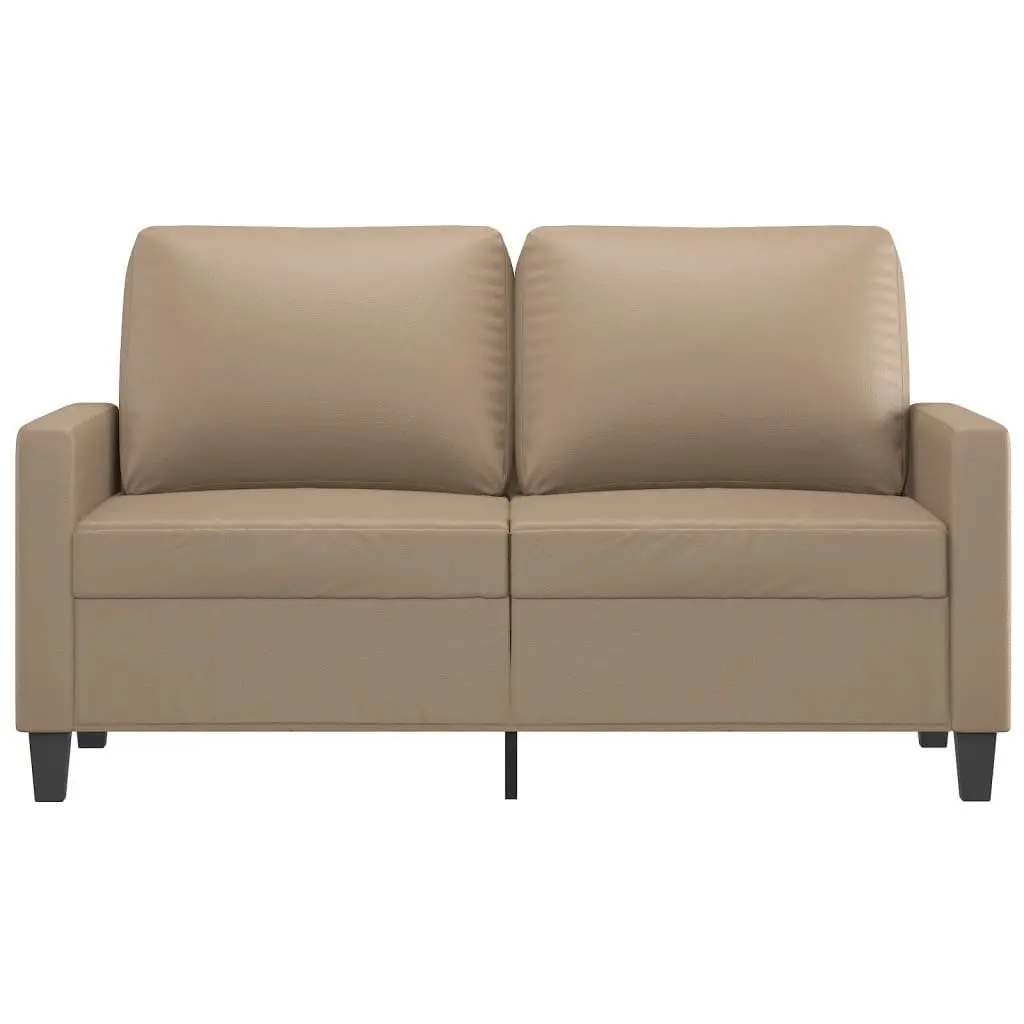 2-Seater Sofa Brown Faux Leather Modern Living Room Couch 120cm Compact Settee