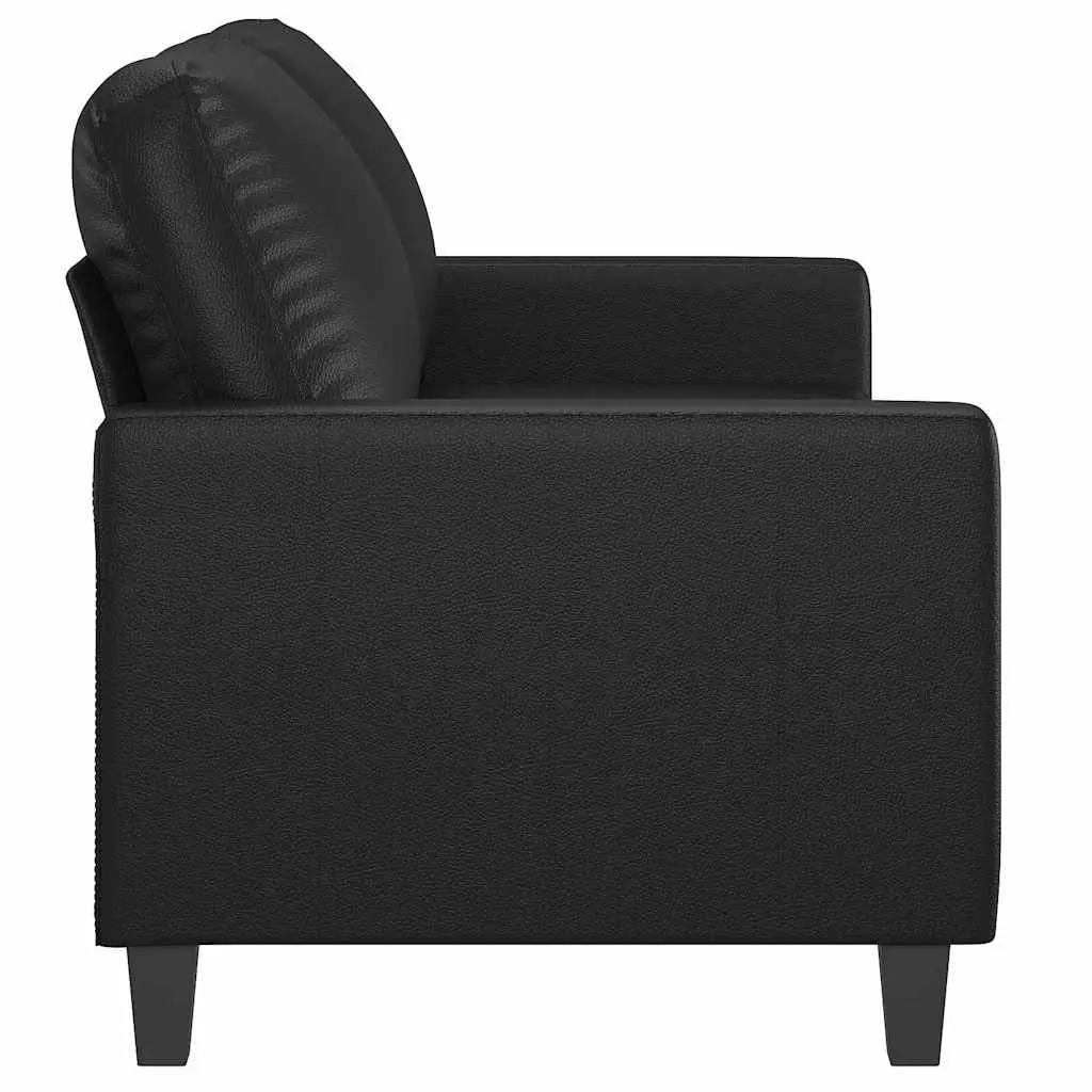 2-Seater Sofa Black 140cm Modern Couch Lounge Seat Faux Leather