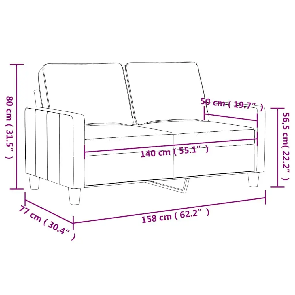 2-Seater Sofa Black 140cm Modern Couch Lounge Seat Faux Leather