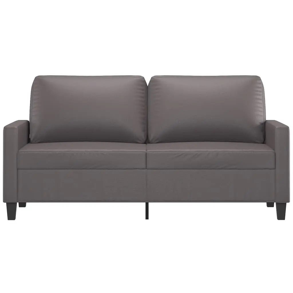 2-Seater Sofa Grey 140cm Modern Living Room Couch Faux Leather Upholstered