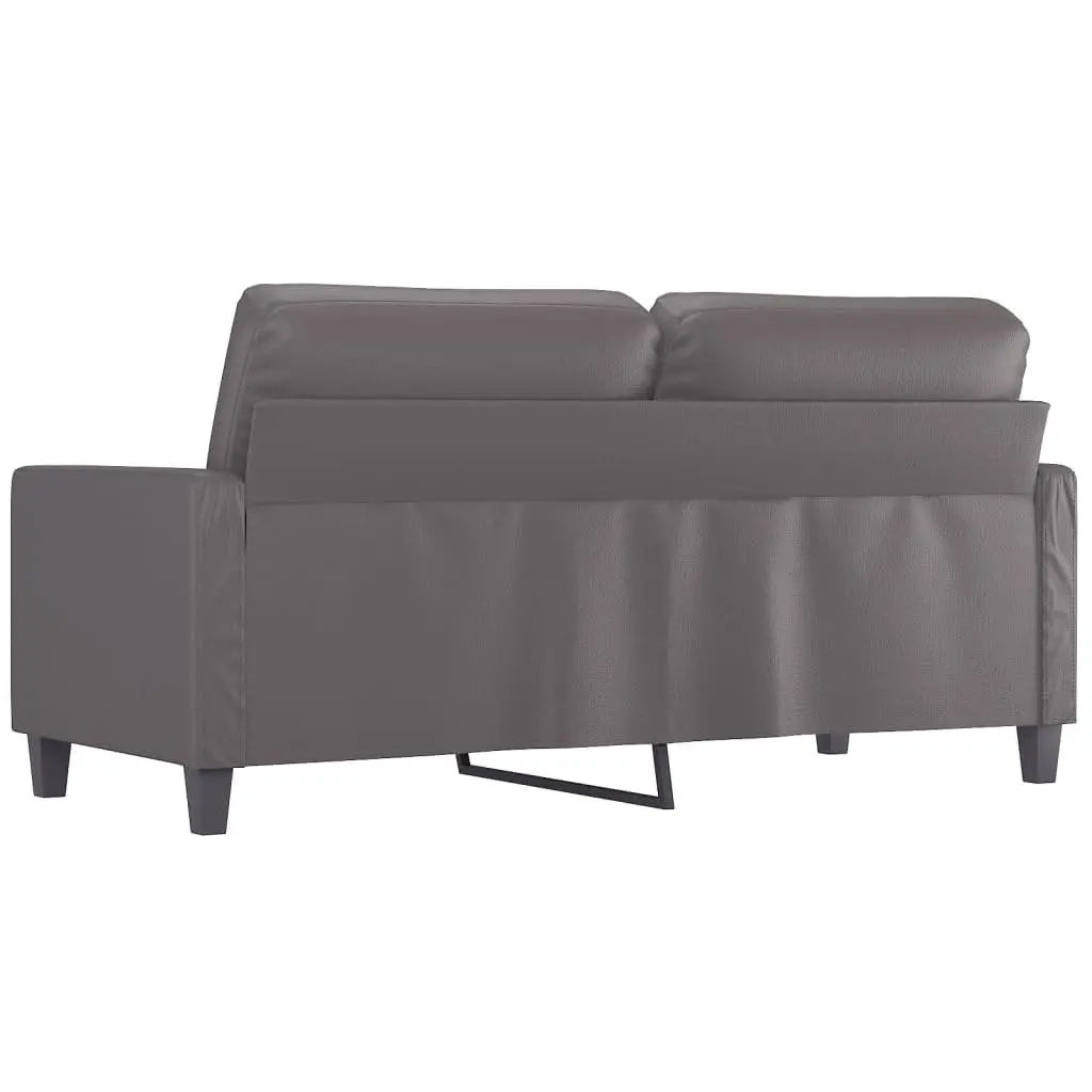 2-Seater Sofa Grey 140cm Modern Living Room Couch Faux Leather Upholstered