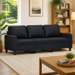 Reliable Black Sofa: 3-Seater Comfort and Quality