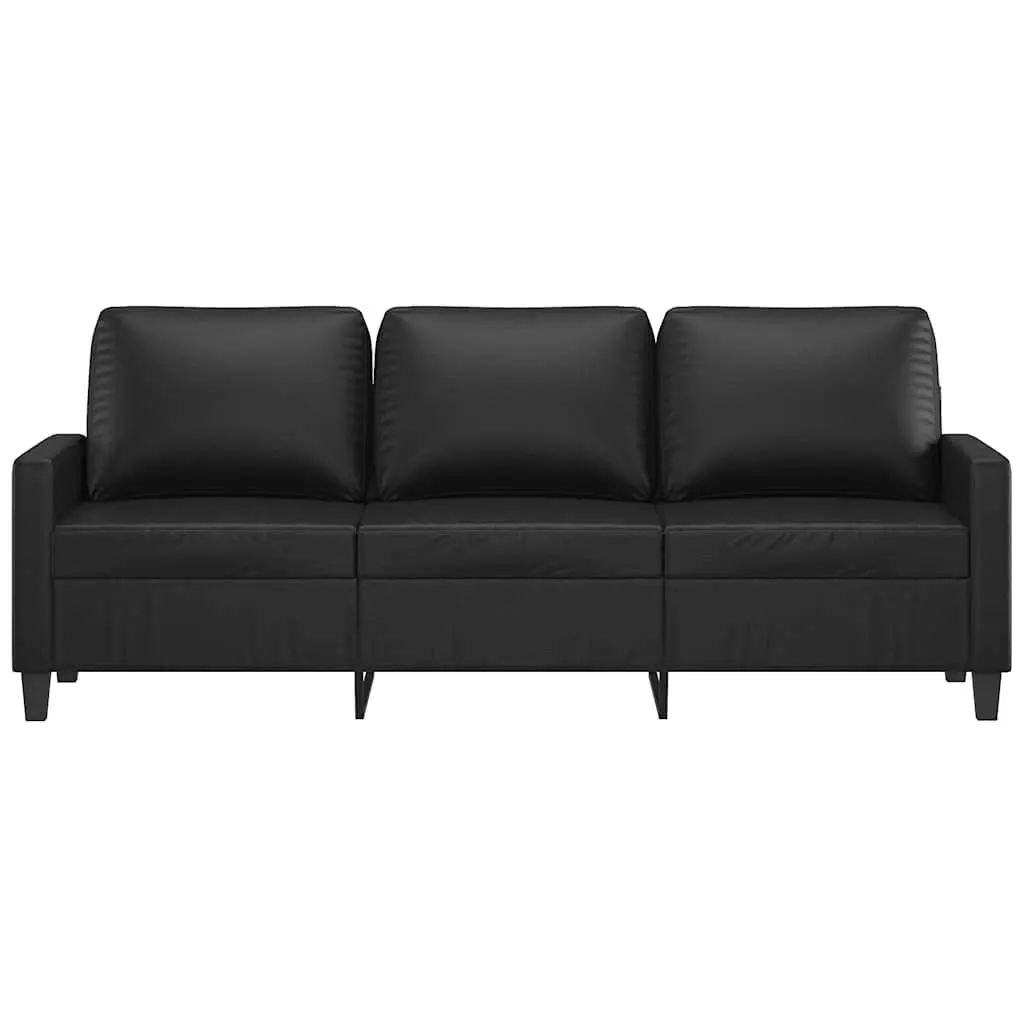 3-Seater Sofa Black 180cm Modern Lounge Couch Faux Leather