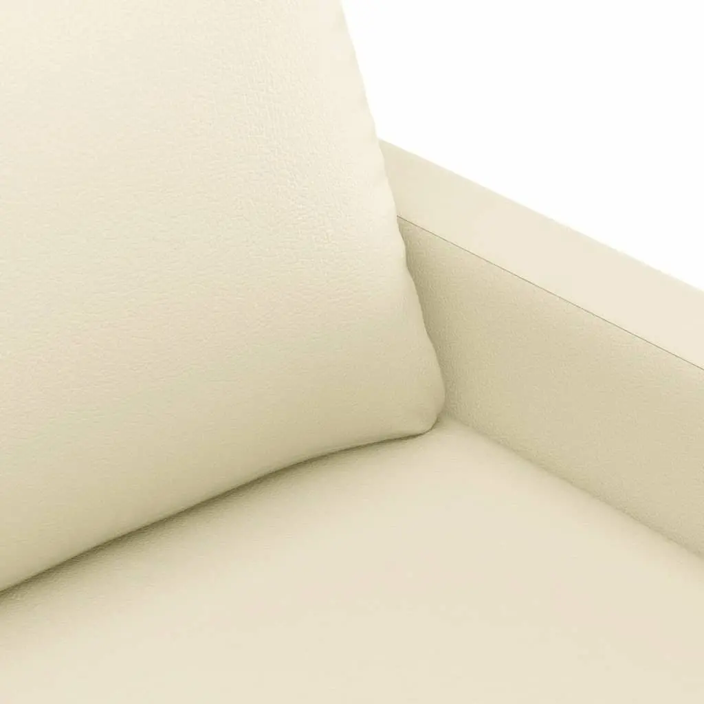 3-Seater Sofa Cream 180cm Faux Leather Lounge Couch