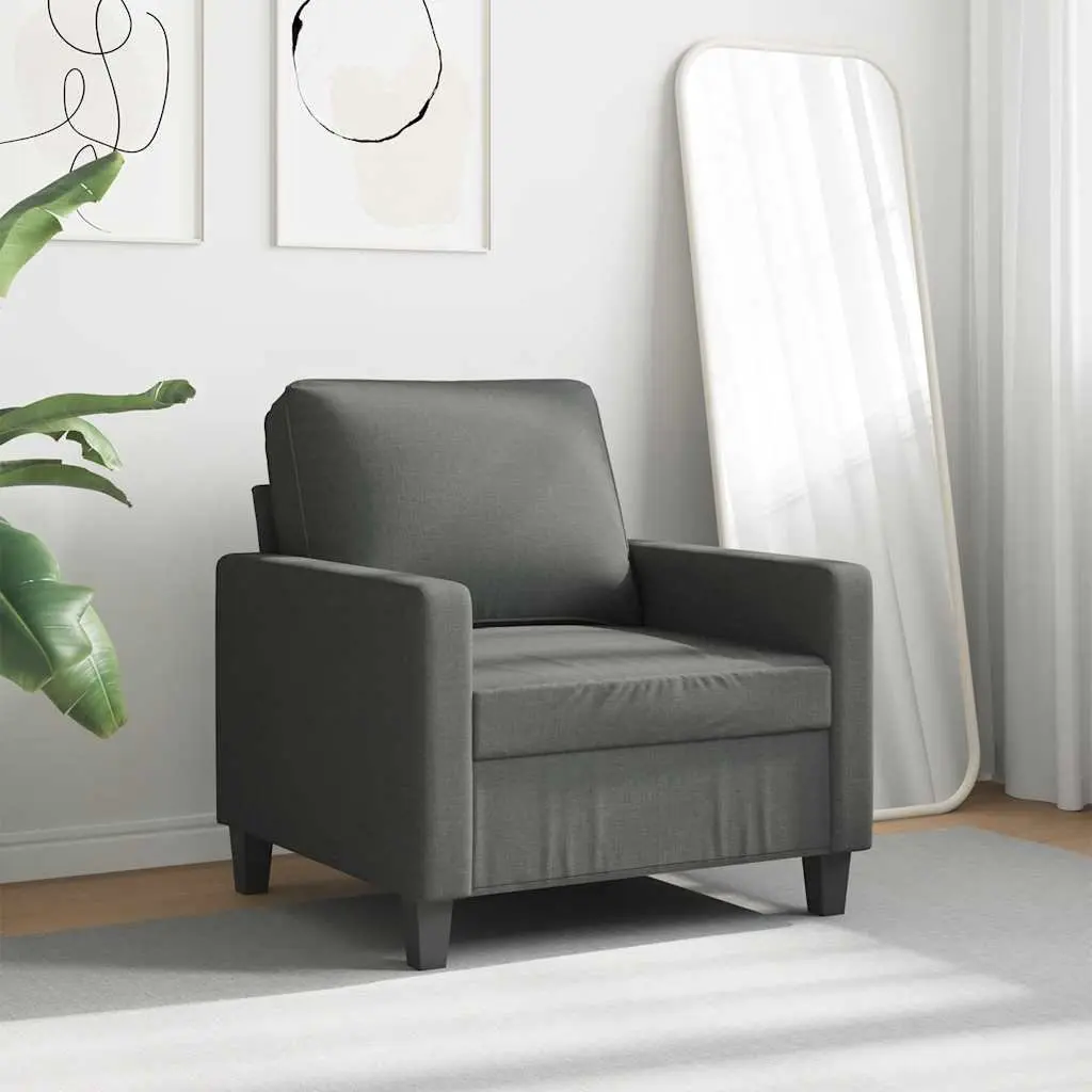 Sofa Chair Grey Fabric 60cm Modern Armchair Lounge Seat