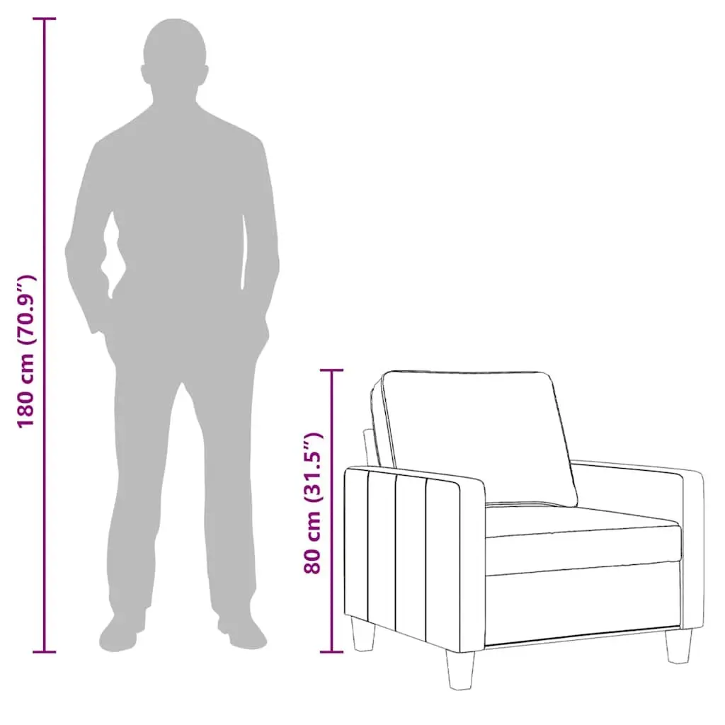 Sofa Chair Grey Fabric 60cm Modern Armchair Lounge Seat