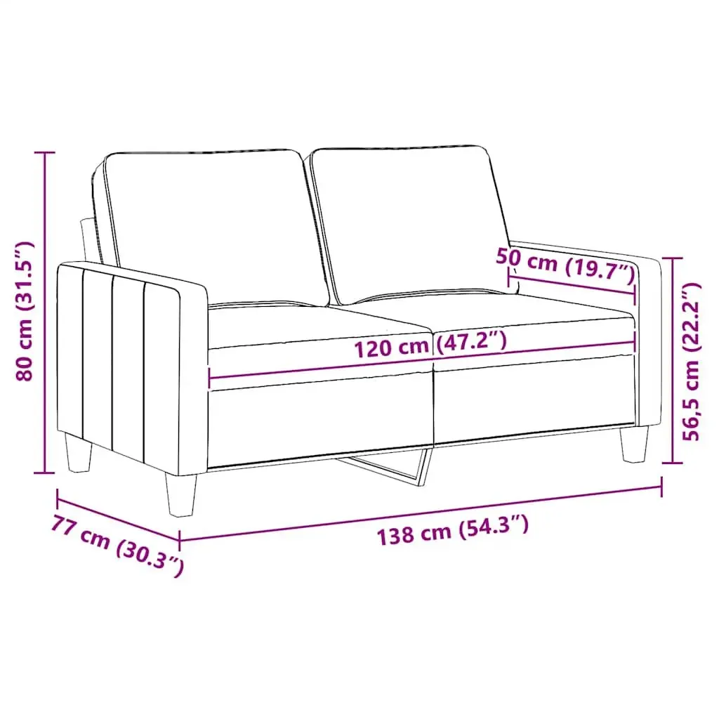 2-Seater Sofa Grey Fabric 120cm Lounge Couch