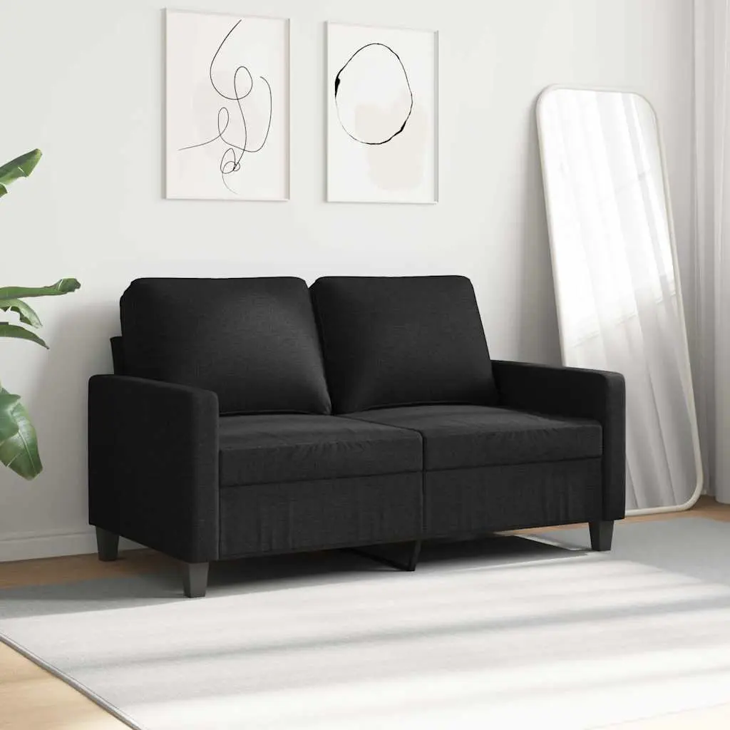 2-Seater Sofa Black Fabric 120cm Modern Living Room Couch