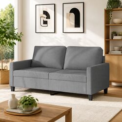 2-Seater Sofa Grey 140cm Fabric Upholstered Couch Living Room Furniture