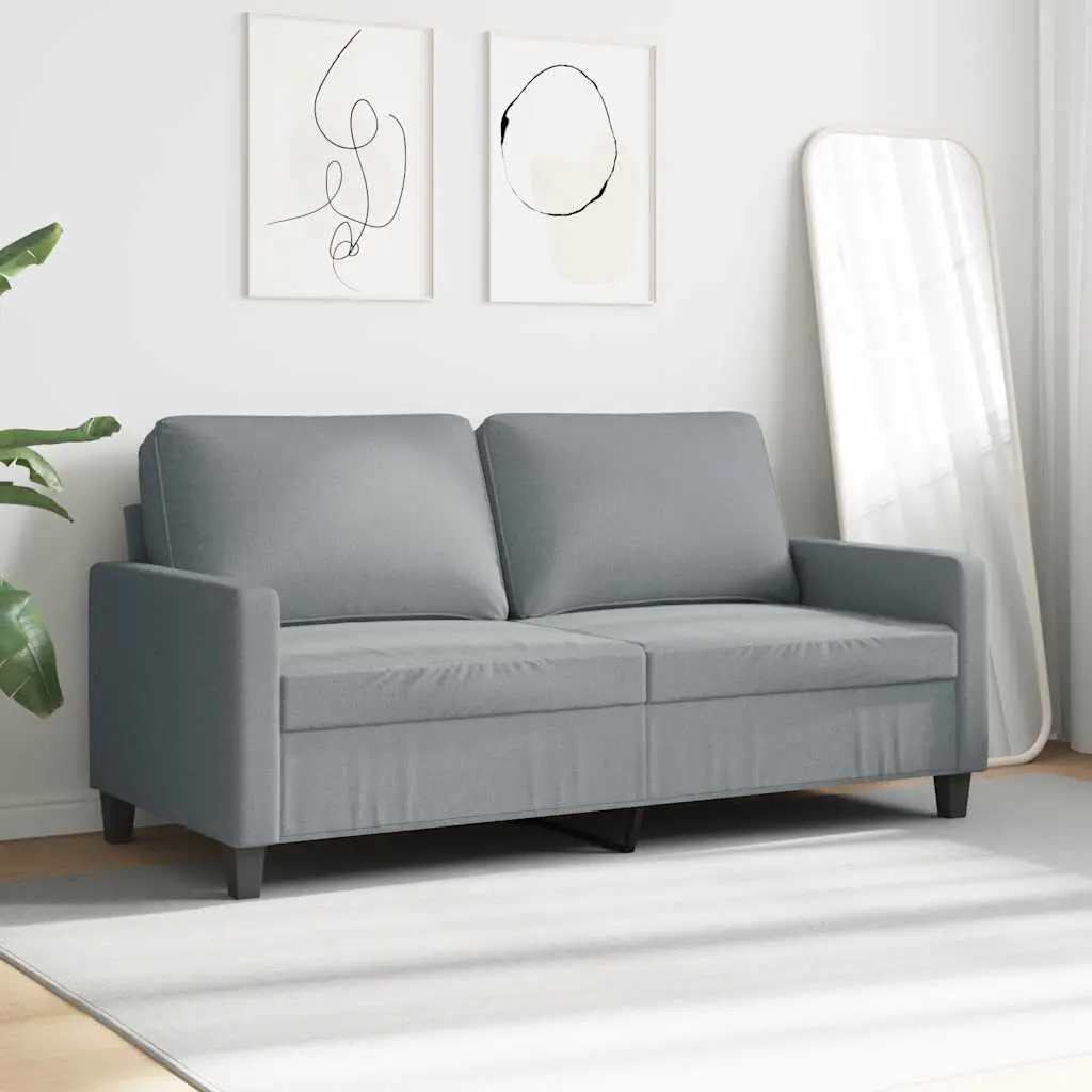 2-Seater Sofa Grey 140cm Fabric Upholstered Couch Living Room Furniture