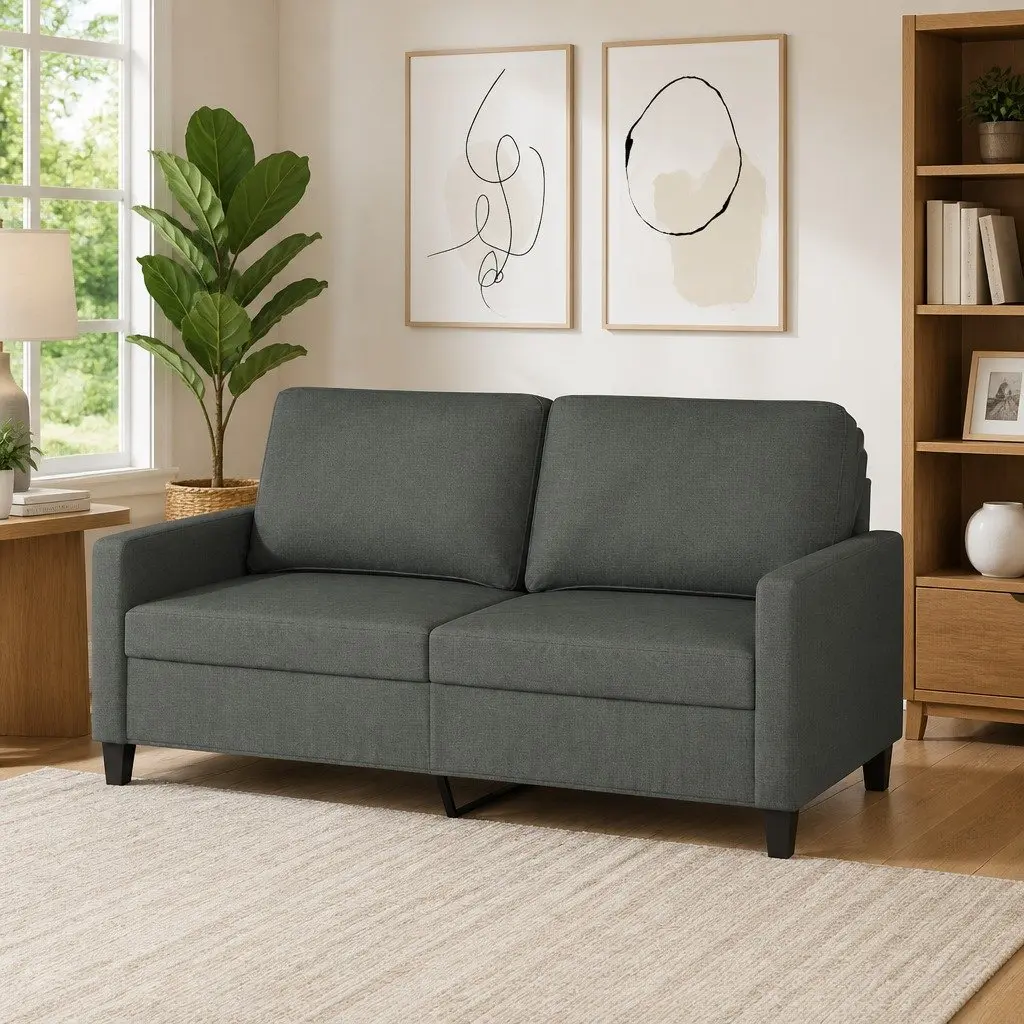 2-Seater Sofa Dark Grey 140cm Lounge Couch