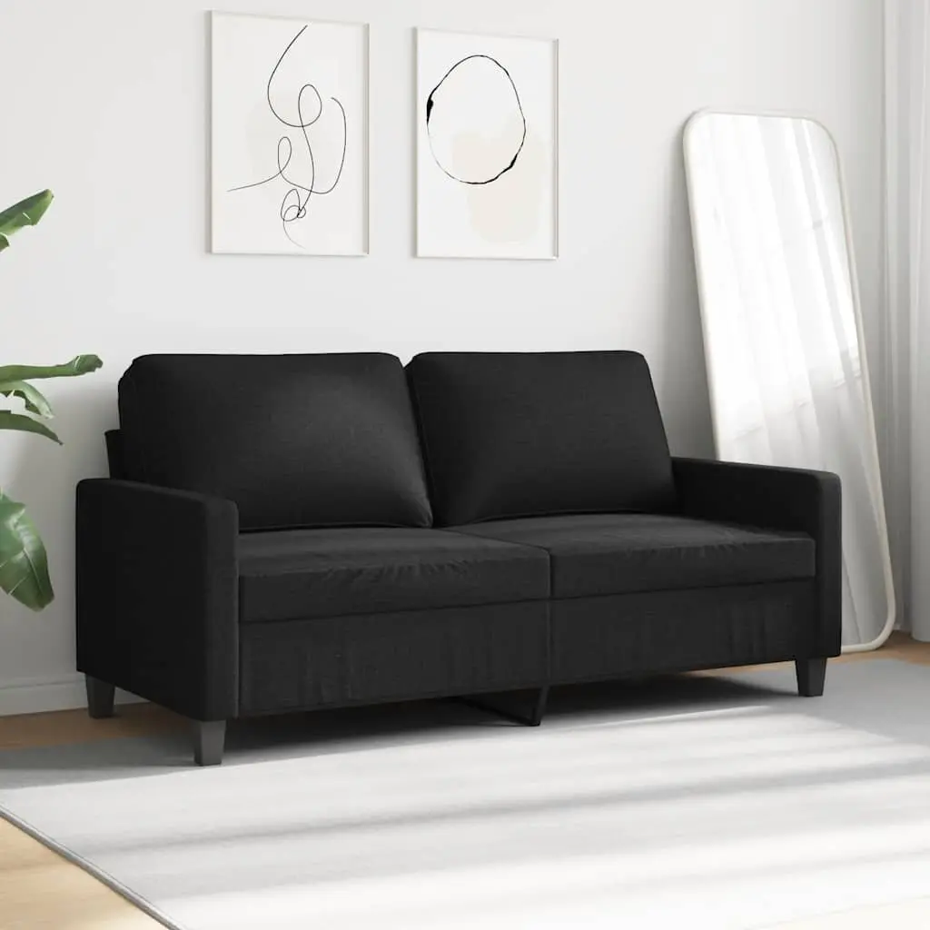2-Seater Sofa Black 140cm Fabric Lounge Couch Living Room Furniture