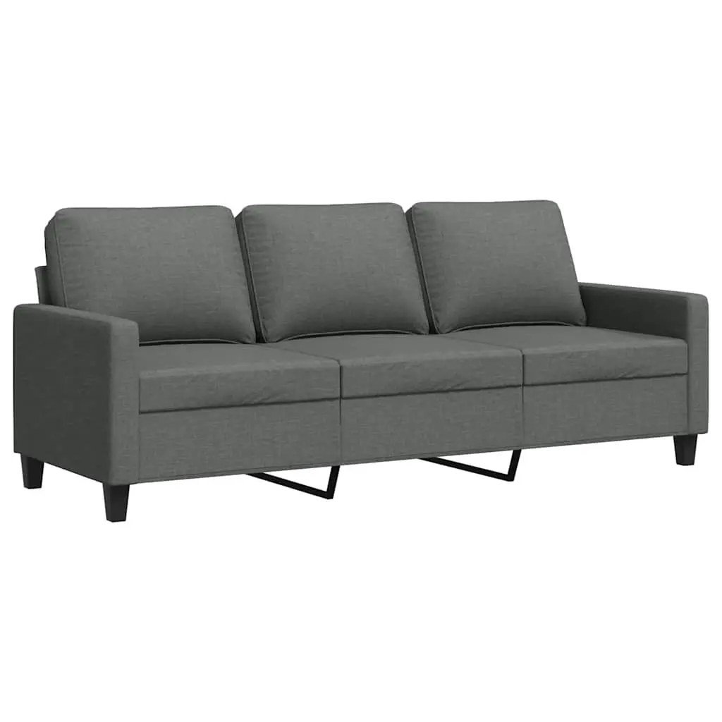 3-Seater Sofa Grey Fabric 180cm Living Room Couch Comfortable Lounge Furniture