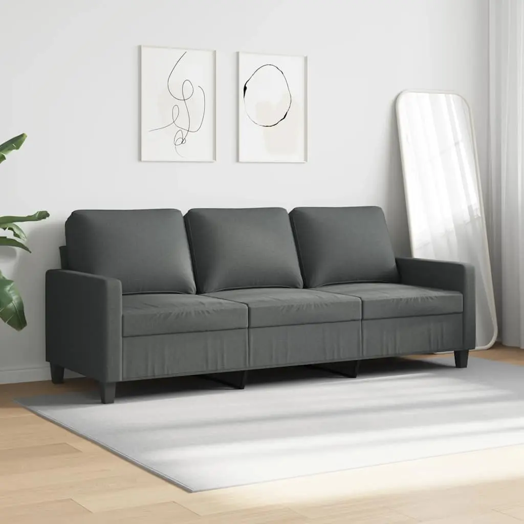 3-Seater Sofa Grey Fabric 180cm Living Room Couch Comfortable Lounge Furniture